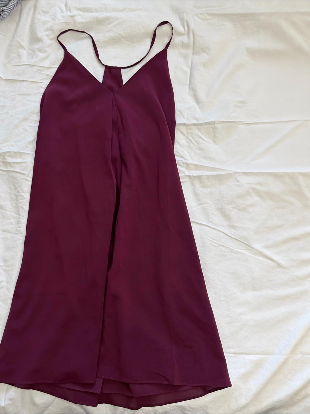 Alice + Olivia Wine Sleeveless V-Neck Wide-Leg Jumpsuit